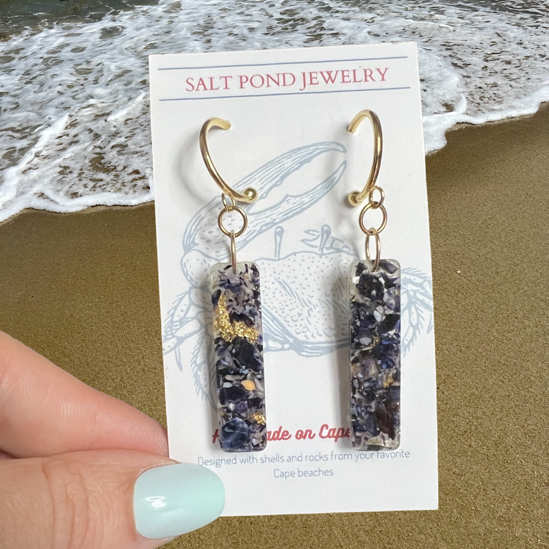 HARWICH EARRING- Blue Mussel Shell & Gold Foil