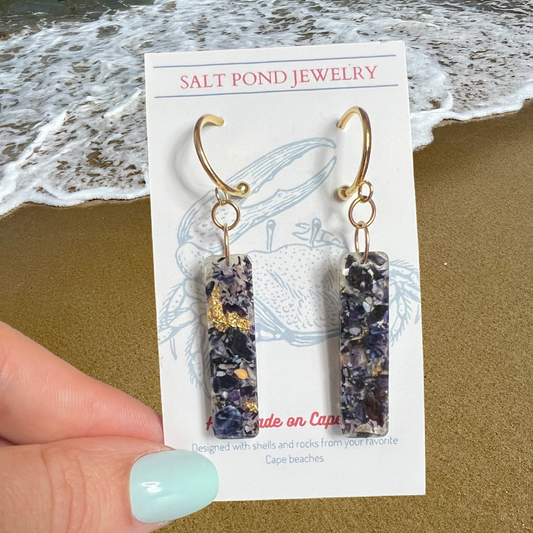 HARWICH EARRING- Blue Mussel Shell & Gold Foil