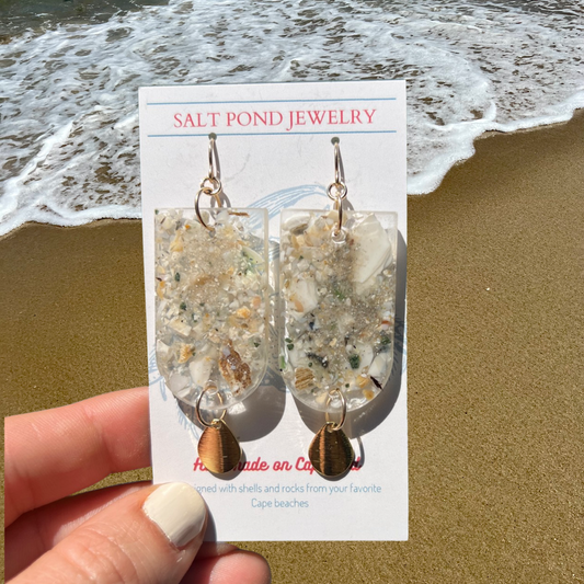 FORESTDALE EARRINGS- Mussel and Green Sea Glass